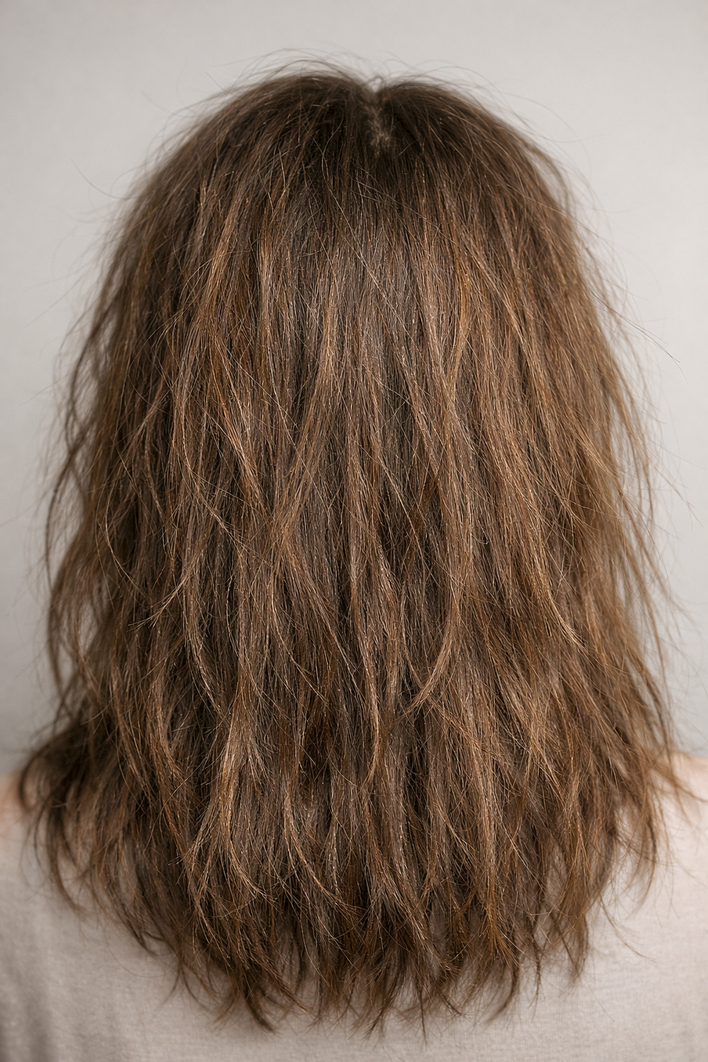 Dry, damaged, and frizzy hair before using DODCHmello Shampoo